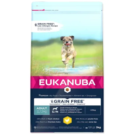 Krmivo EUKANUBA Adult Small & Medium Grain Free Chicken 3 kg