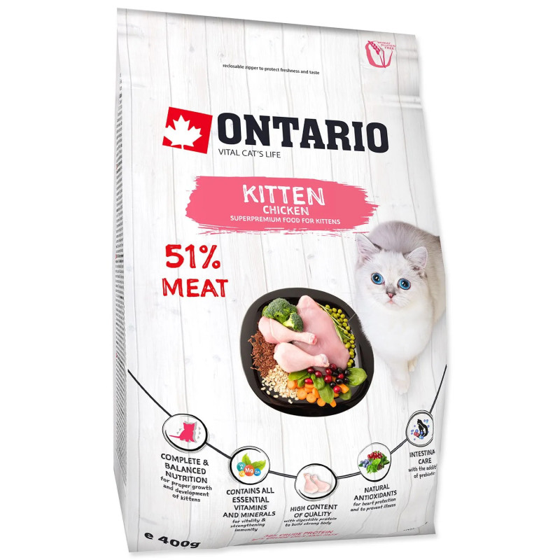 Krmivo Ontario Kitten s piščancem 0,4 kg