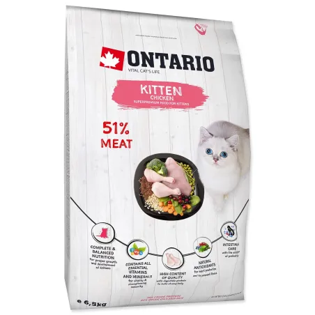 Krmna hrana Ontario Kitten Chicken 6,5 kg