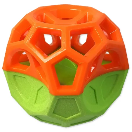Igrača Dog Fantasy žoga z geometrijskimi vzorci, piskajoča, oranžno-zelena, 8,5 cm