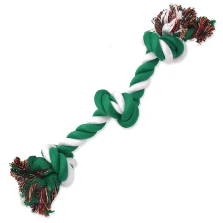 Igrača Dog Fantasy bombažni vozel zeleno-bel 3 prameni 40 cm