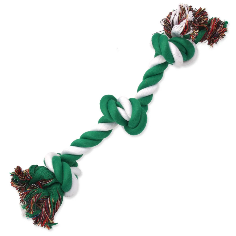 Igrača Dog Fantasy bombažni vozel zeleno-bel 3 prameni 40 cm