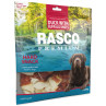 Poslastica Rasco Premium bivolja koža z račjim mesom, vozli 5 cm 500 g
