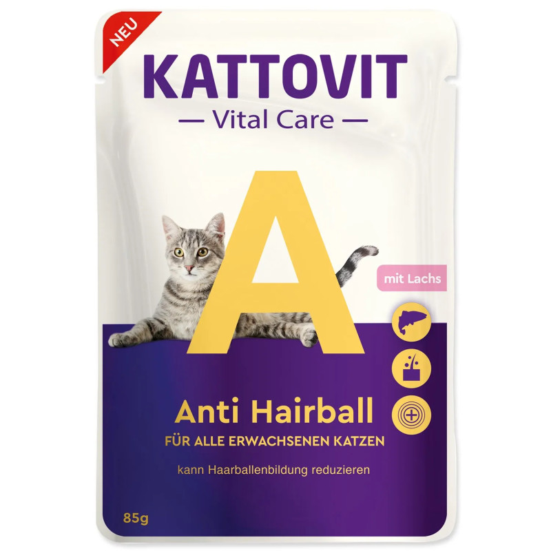 Kapsička Kattovit Vital Care Anti Hairball losos 85 g