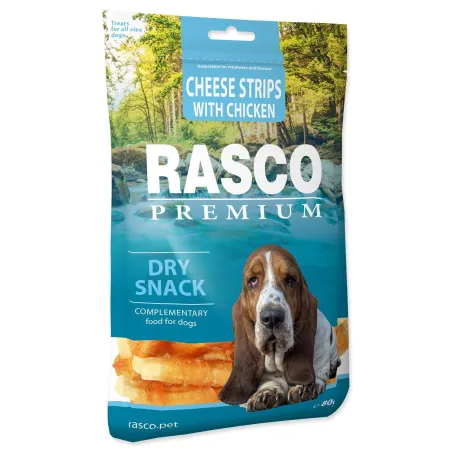 Poslastica Rasco Premium piščančji obloženi sirni trakci 80 g