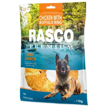 Poslastica Rasco Premium bivolska koža obložena s piščančjim mesom, obroč 120 g