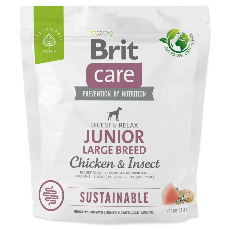 Hrana Brit Care Dog Sustainable Junior za velike pasme, piščanec in žuželke, 1 kg