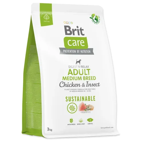Hrana Brit Care Dog Sustainable za odrasle pse srednje pasme, piščanec in insekti, 3 kg