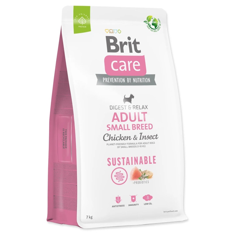 Hrana Brit Care Dog Sustainable za odrasle pse majhnih pasem — piščanec in insekti, 7 kg