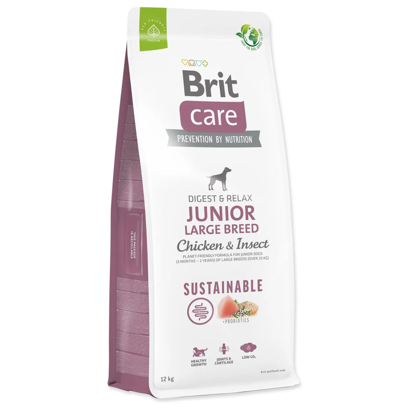Hrana Brit Care Dog Sustainable Junior Large Breed – piščanec in insekti, 12 kg