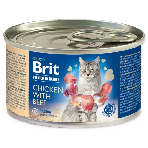 Konzerva Brit Premium by Nature piščanec in govedina 200g