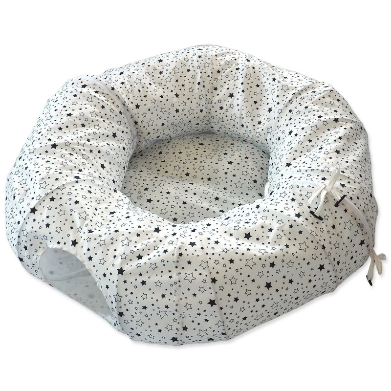 Tunel Magic Cat povezan z zadrgo z blazinico, bel 100x100x25cm