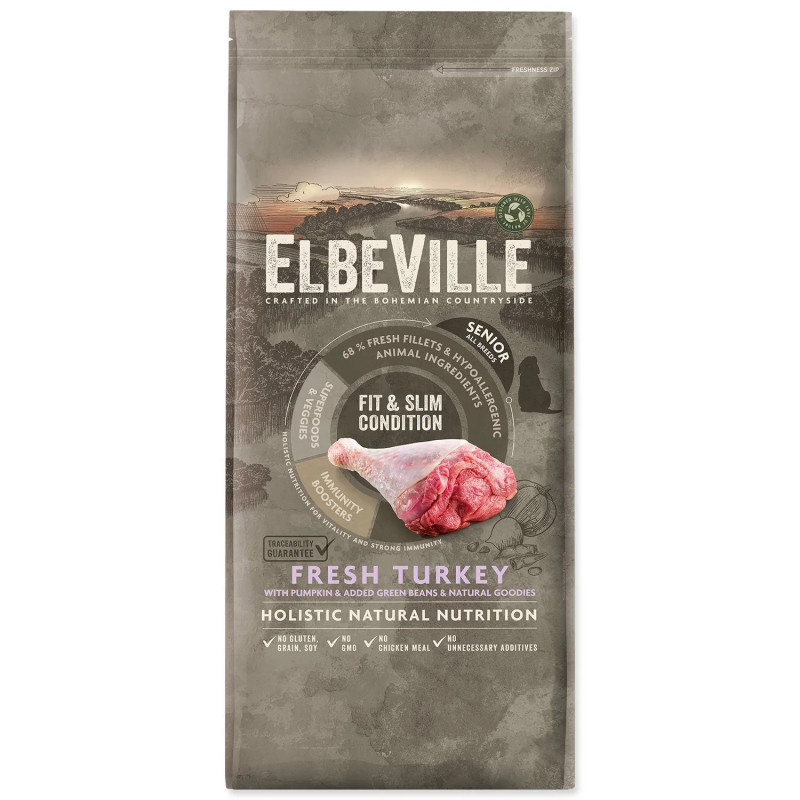 Hrana ELBEVILLE Senior za vse pasme Fit and Slim Condition s svežim puranom 11,4kg
