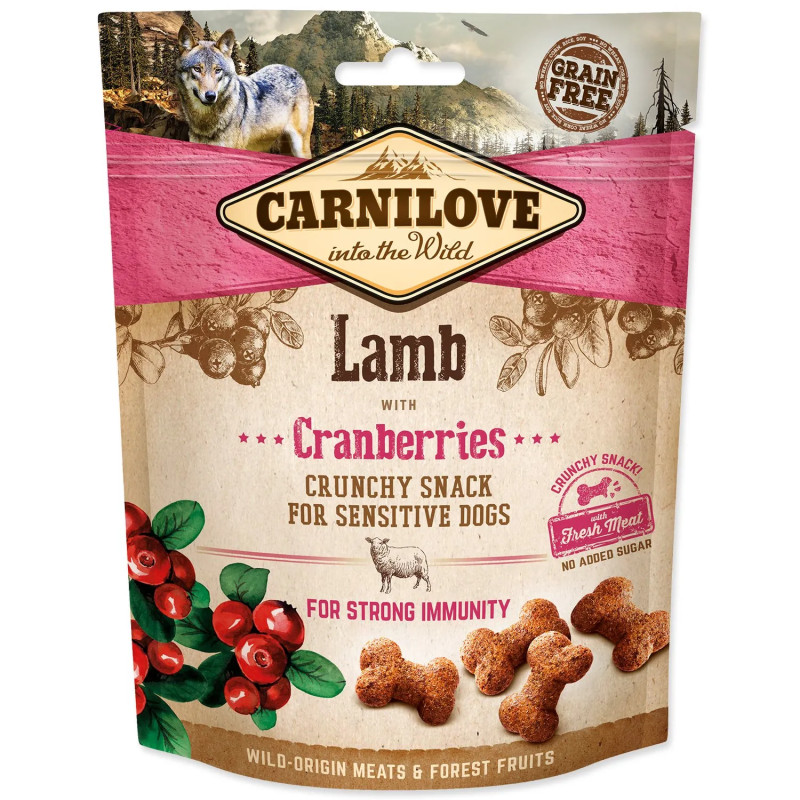 Prigrizek Carnilove Dog Crunchy Snack jagnje z brusnicami 200 g