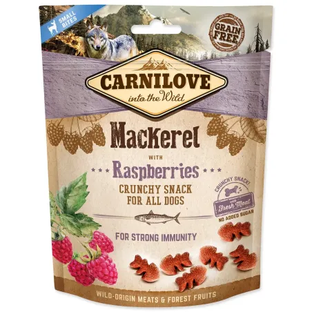 Prigrizek Carnilove Dog Crunchy Snack skuša z malinami 200g