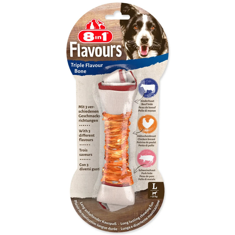 Posladek 8in1 Triple Flavour žvečljiva kost L