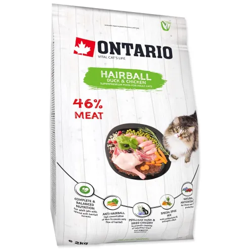 Hrana Ontario Cat Hairball 2kg