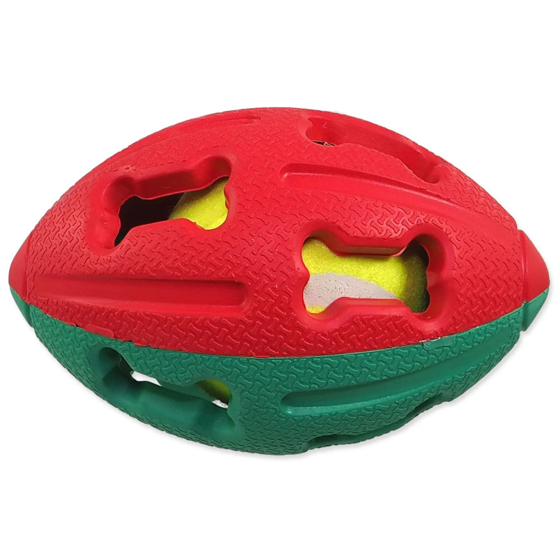 Žoga Dog Fantasy gumijasta rugby s teniško žogico, mešanica barv 12,5cm