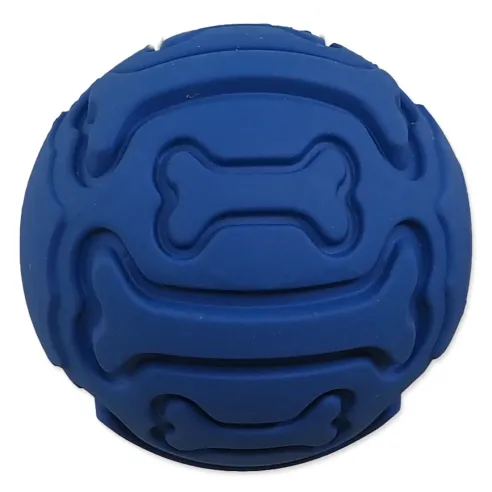 Gumijasta žoga Dog Fantasy, vzorec kost, piskajoča, modra 7,5 cm