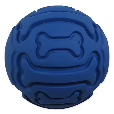 Gumijasta žoga Dog Fantasy, vzorec kost, piskajoča, modra 7,5 cm