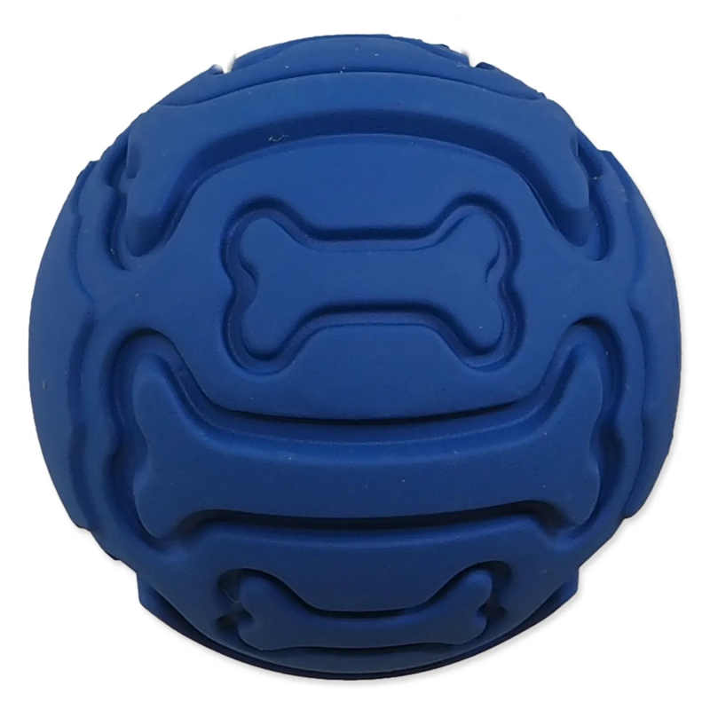 Gumijasta žoga Dog Fantasy, vzorec kost, piskajoča, modra 7,5 cm