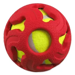 Gumijasta žoga Dog Fantasy s teniško žogico rdeča 7,5 cm