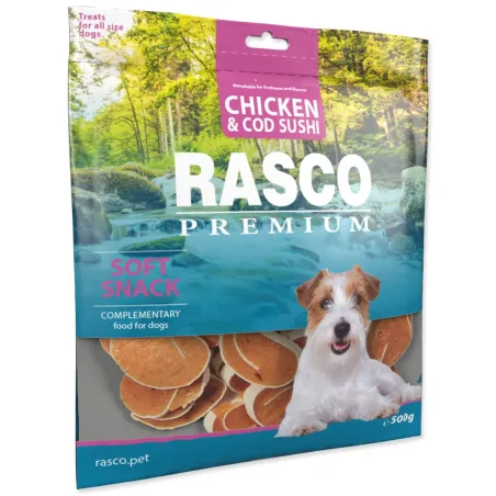 Poslastica Rasco Premium piščanec in trska, sushi 500 g