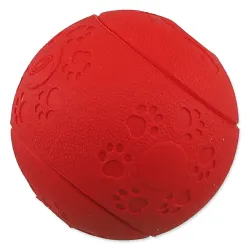 Igrača Dog Fantasy žoga za priboljške rdeča 6 cm
