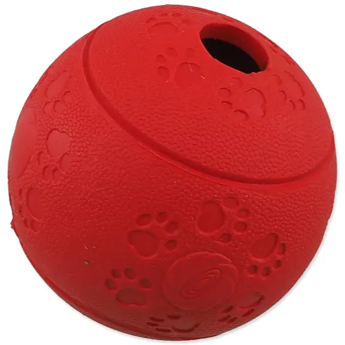 Igrača Dog Fantasy žoga za priboljške rdeča 8 cm