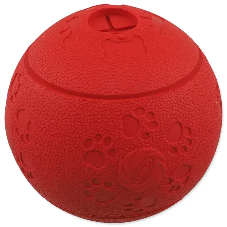Igrača Dog Fantasy žogica za priboljške rdeča 11 cm