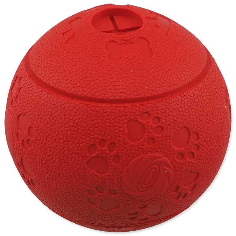 Igrača Dog Fantasy žogica za priboljške rdeča 11 cm