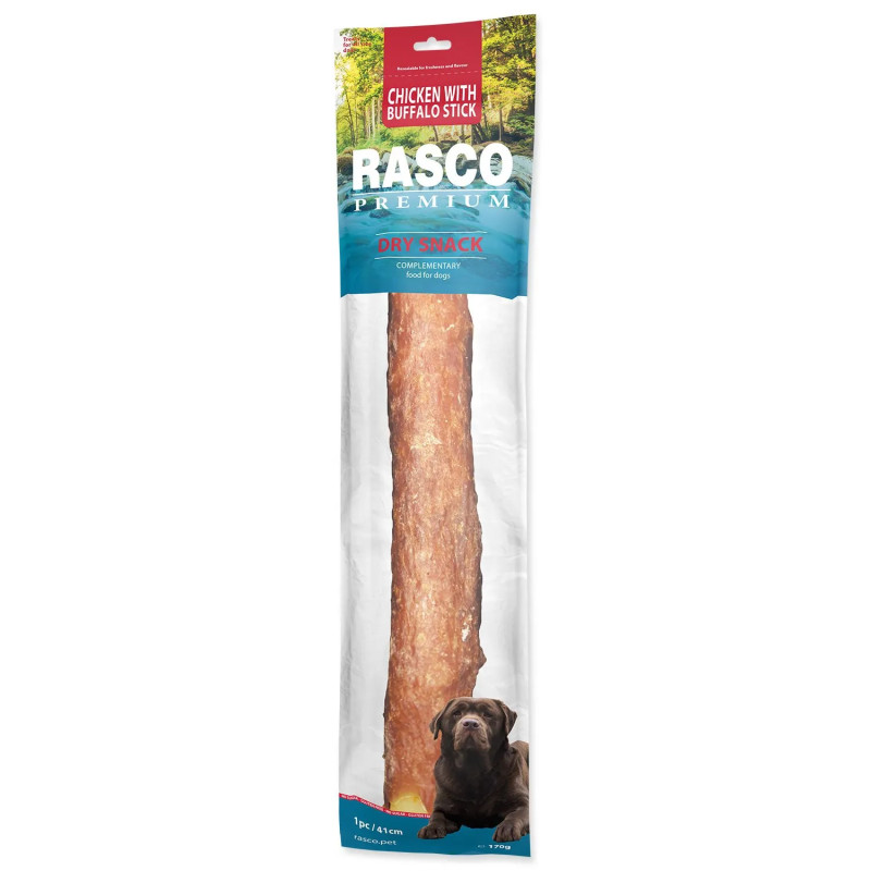 Poslastica Rasco Premium bivolska koža obložena s piščančjim mesom, palčke 41cm 170g