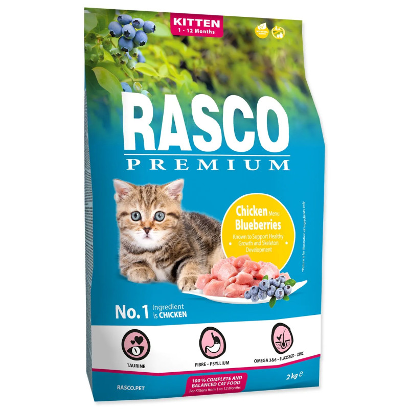 Hrana Rasco Premium Kitten piščanec z borovnico 2kg