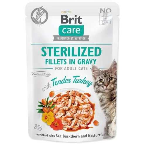 Brit Care Cat Sterilized fileti v omaki — nežna puranja, 85 g