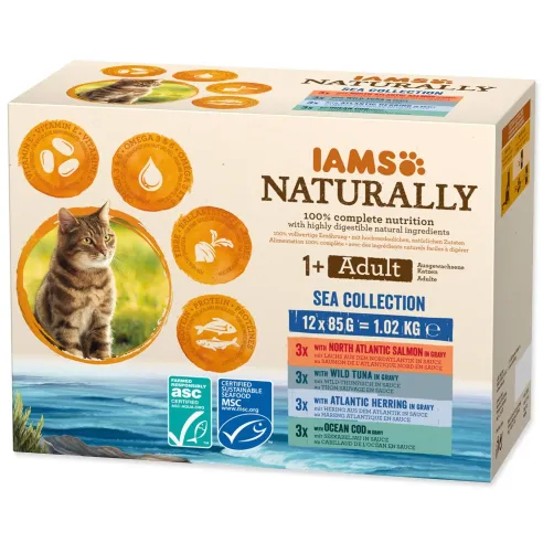 Iams Naturally Cat Adult Morska kolekcija 12 x 85 g