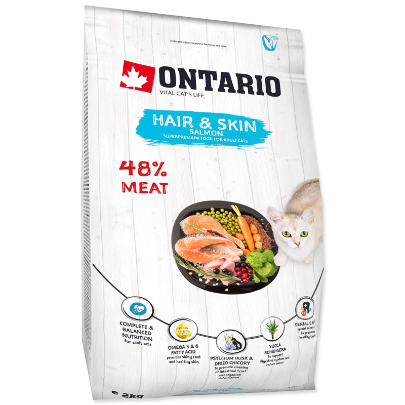 Hrana Ontario Cat Hair & Skin 2 kg
