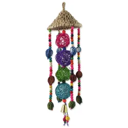 Obesna igrača Bird Jewel z vrvicami in vratci, barvna 50x14cm