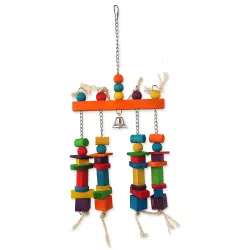 Igrača Bird Jewel, viseča z barvnimi vratci in zvončkom 55x20 cm