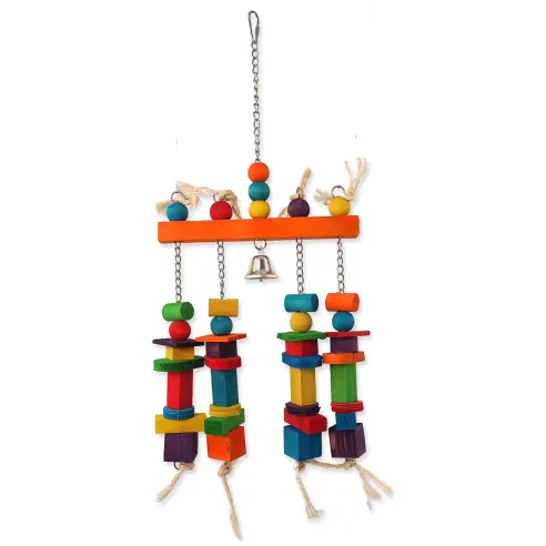 Igrača Bird Jewel, viseča z barvnimi vratci in zvončkom 55x20 cm