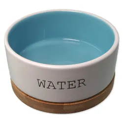 Posoda za pse Dog Fantasy keramična WATER bela/modra z podstavkom 13x5,5cm, 400ml
