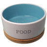 Skleda za pse Dog Fantasy keramična FOOD bela/modra s podstavkom 16x6,5cm, 850ml