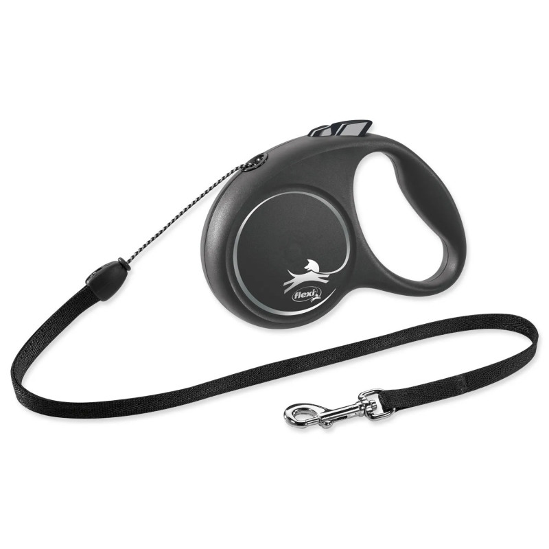 Povodec Flexi Black Design lanko S črn 5m
