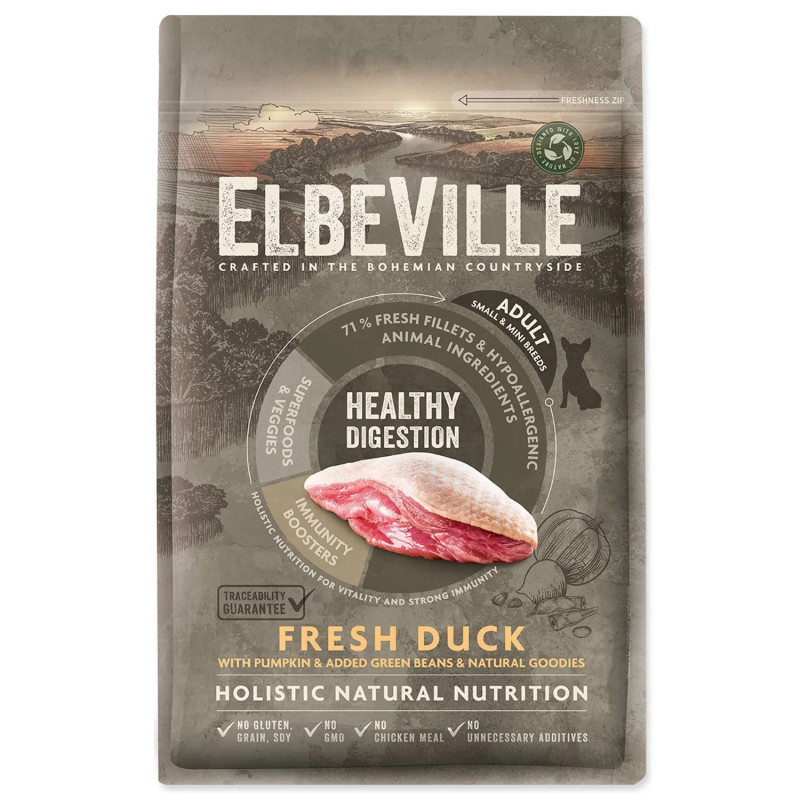 Hrana ELBEVILLE Adult Mini – za zdravo prebavo, s svežo raco 4 kg