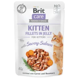 Vrečka Brit Care Cat Kitten losos, fileti v želeju 85 g