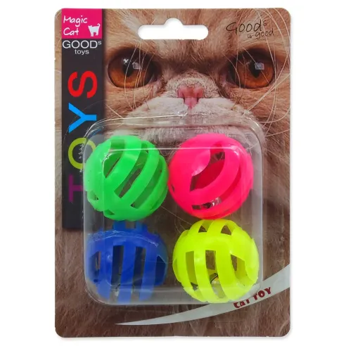 Igrača Magic Cat žogica iz perforirane plastike z zvokom, 3,75 cm, 4 kosa