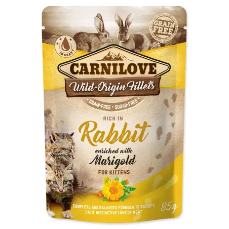 Vrečka Carnilove Cat Kitten zajec in ognjič 85g