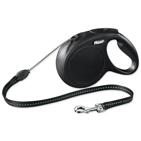 Povodec Flexi Classic New vrvica M črn 8m