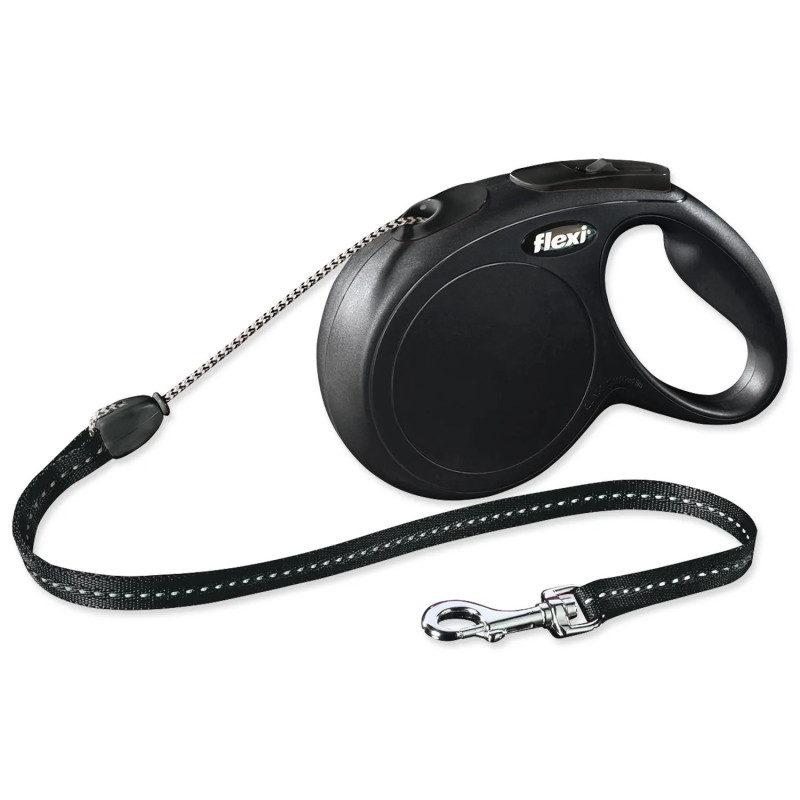 Povodec Flexi Classic New vrvica M črn 8m