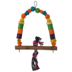 Igrača Bird Jewel lesen gugalnik z vozlom, pisan, 32 cm