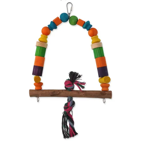 Igrača Bird Jewel lesen gugalnik z vozlom, pisan, 32 cm